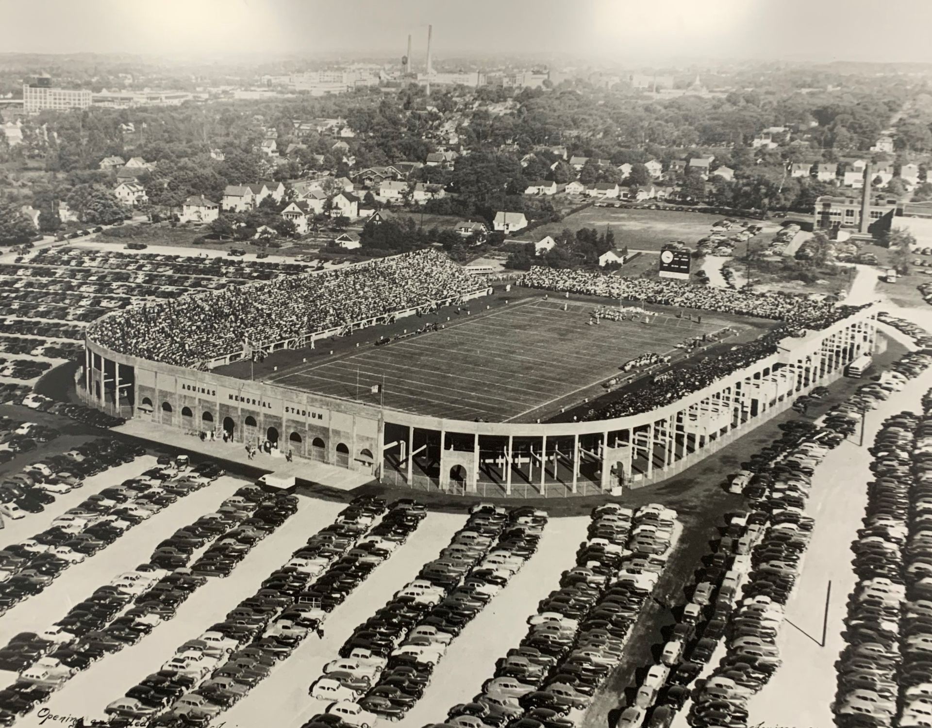Due to the turnstile success during the 1947 and 1948 seasons, the school decided to build Aquinas Memorial Stadium.
